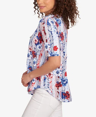 Ruby Rd. Petite Riviera Floral Stripe Print Knit Top