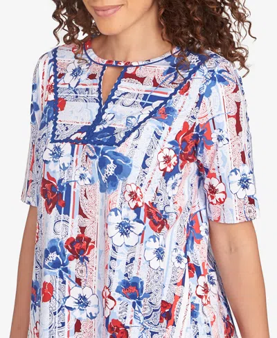 Ruby Rd. Petite Riviera Floral Stripe Print Knit Top