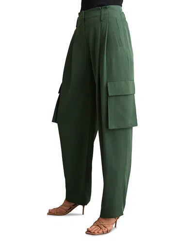 Reiss Orla Wide Leg Pleated Cargo Trousers In Green