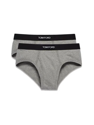 Tom Ford Two-pack Stretch-cotton And Modal-blend Briefs In Gray