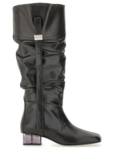 Ganni Black Polyurethane Boots In Black