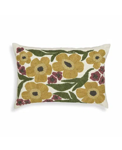 Tov Furniture Blossom Embroidered Daisy Wool 24 X 16 Inch Accent Cushion In Multi