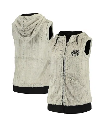 Antigua Women's  Silver And Black San Antonio Spurs Rant Hooded Full-zip Vest
