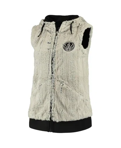 Antigua Women's  Silver And Black San Antonio Spurs Rant Hooded Full-zip Vest