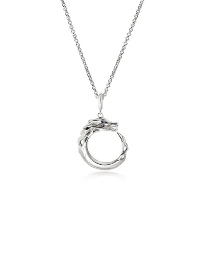 John Hardy Sterling Silver Naga Blue Sapphire Necklace In Metallic