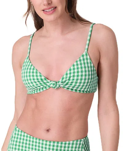Andie Women's The Santorini Gingham Bikini Top In Green