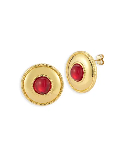Aqua Red Crystal Stud Earrings - Exclusive In Gold