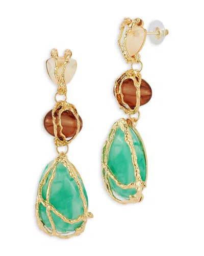 Aqua Multicolor Crystal Statement Earrings - Exclusive In Gold