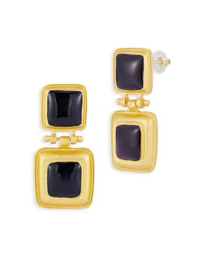 Aqua Black Crystal Vintage Drop Earrings - Exclusive In Gold