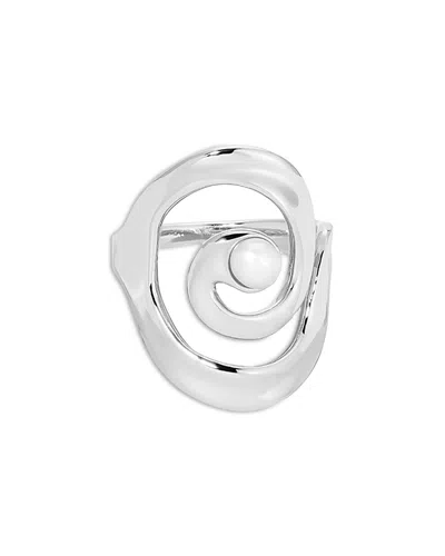 Ettika Cultured Freshwater Pearl Aura Swirl Ring In Metallic