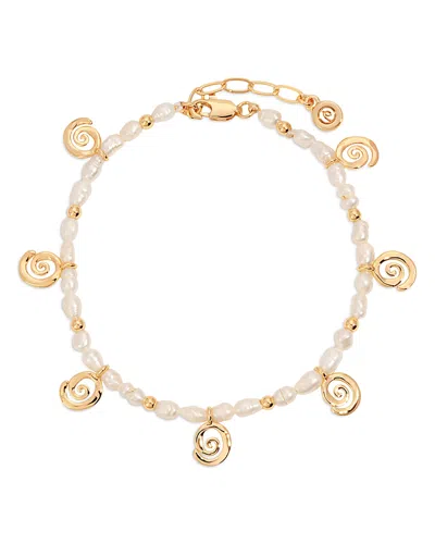 Ettika Aura Cultured Freshwater Pearl Swirl Charm Bracelet In Gold