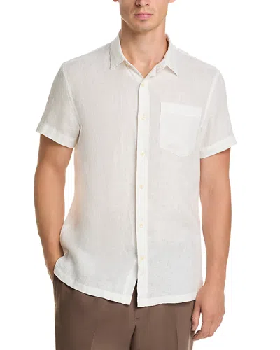 Scotch & Soda Core Regular Fit Short Sleeve Linen Shirt In White