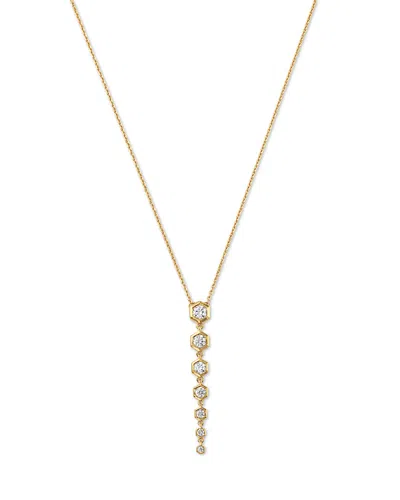 Bloomingdale's Fine Collection Diamond Honeycomb Bezel Linear Pendant Necklace In 14k Yellow Gold, 0.5 Ct. T. W.