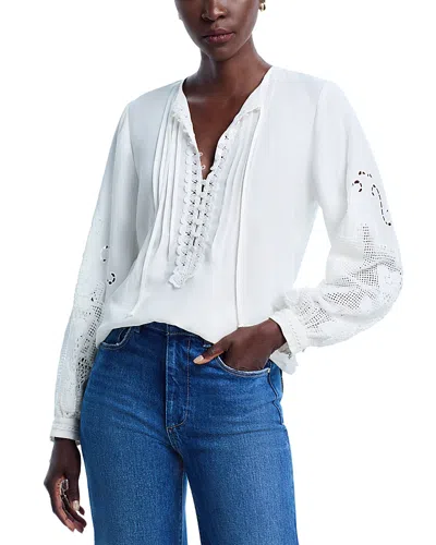 Kobi Halperin Juni Lace Trim Top In White
