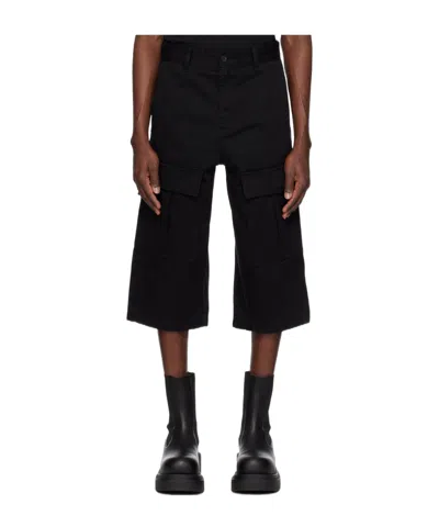 We11 Done Black Chino Cargo Shorts