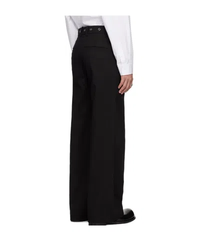 We11 Done Black Eyelet Detailed Trousers In Black