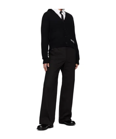 We11 Done Black Eyelet Detailed Trousers In Black