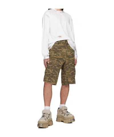 We11 Done Khaki Camo Vintage Shorts