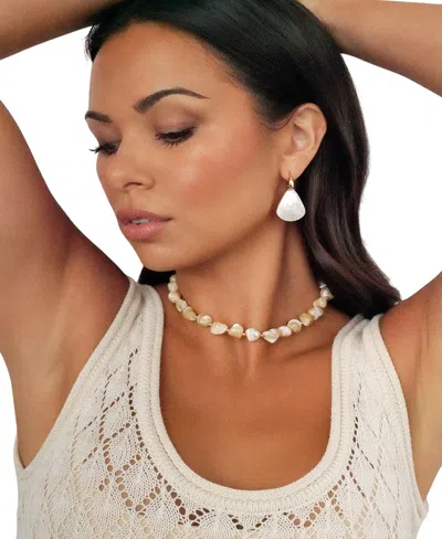 Ettika Sun Kissed Mother Of Pearl Hoop Earrings In White