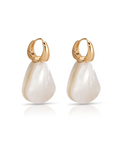 Ettika Sun Kissed Mother Of Pearl Hoop Earrings In White