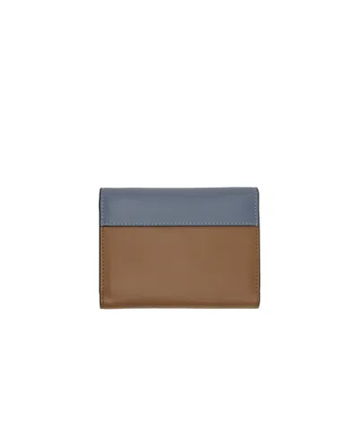 Marni Light Blue And Brown Leather Trunkaroo Trifold Wallet