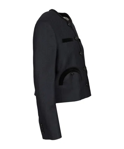 Blazé Milano Maine Shamo Velvet-trimmed Wool Jacket In Blue