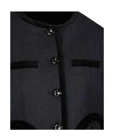 Blazé Milano Maine Shamo Velvet-trimmed Wool Jacket In Blue