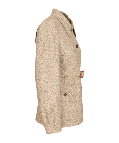 Blazé Milano Seanna Paint Belted Leather-trimmed Alpaca And Wool-blend Jacket