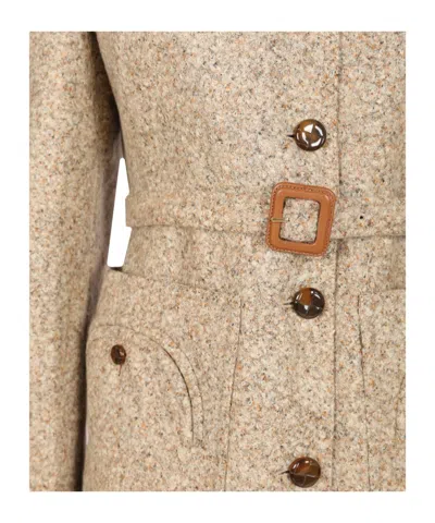 Blazé Milano Seanna Paint Belted Leather-trimmed Alpaca And Wool-blend Jacket