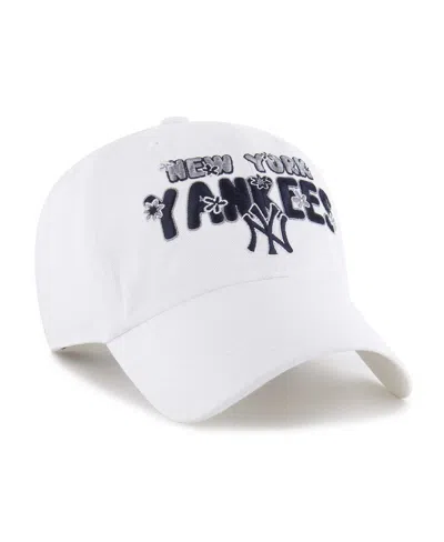 47 Brand Women's White New York Yankees Flower Power Clean Up Adjustable Hat