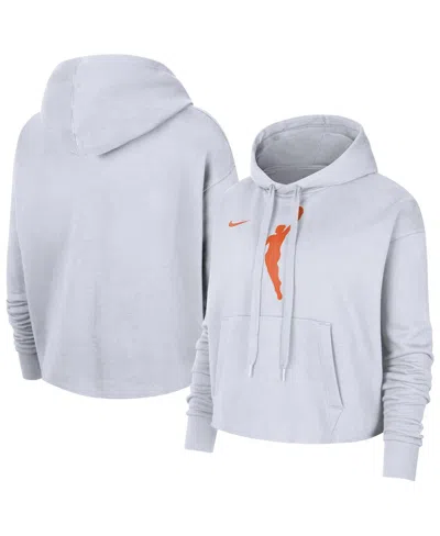 Nike Women's White Wnba Logo Woman Team 13 Cropped Pullover Hoodie