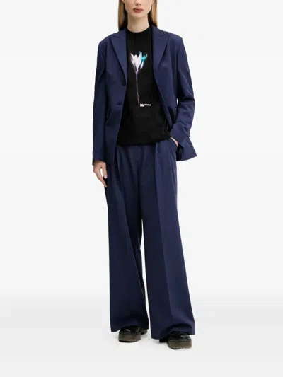Hugo Boss Single-breasted Structured Blazer In Blue