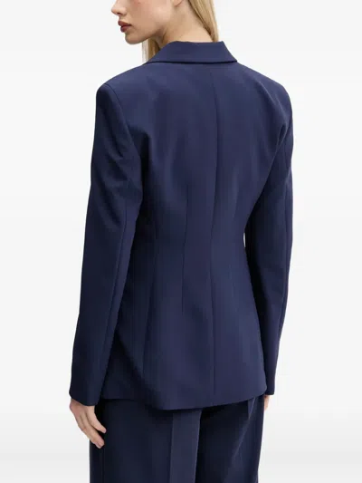 Hugo Boss Single-breasted Structured Blazer In Blue