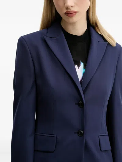 Hugo Boss Single-breasted Structured Blazer In Blue