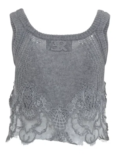 Ermanno Scervino Knit Grey Cashmere Tank Top In Gray