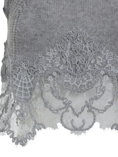 Ermanno Scervino Knit Grey Cashmere Tank Top In Gray
