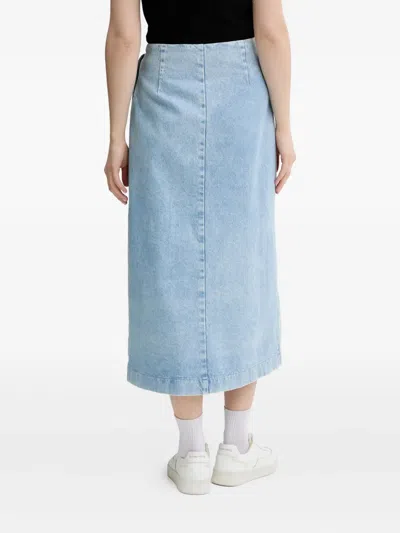 Hugo Boss Tie-front Denim Midi Skirt In Blue