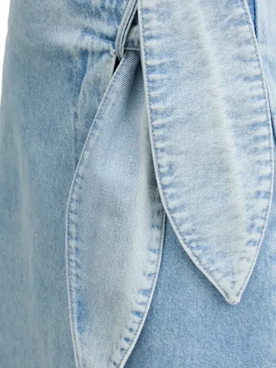 Hugo Boss Tie-front Denim Midi Skirt In Blue