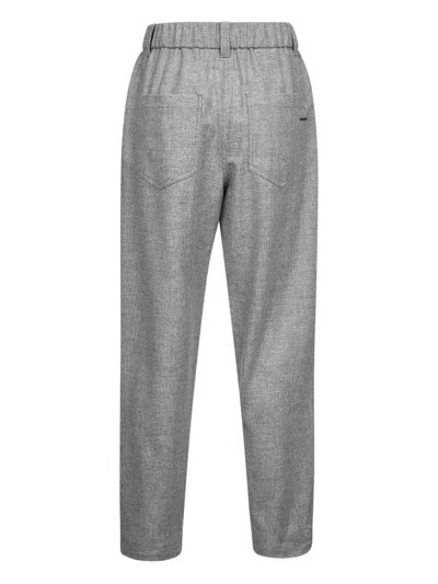 Brunello Cucinelli Women Grey Wool And Cashmere Baggy Trousers In Gray