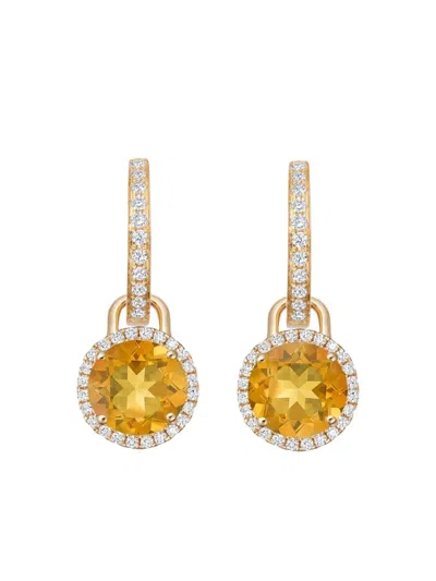 Kiki Mcdonough 18k Yellow Gold Grace Citrine And Diamond Earrings In Gold