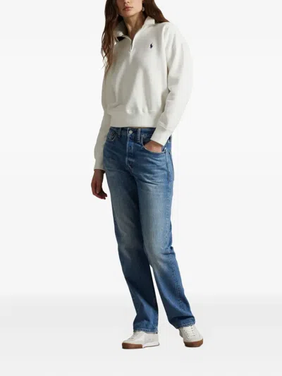 Polo Ralph Lauren Half-zip Sweatshirt In White