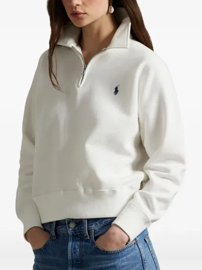 Polo Ralph Lauren Half-zip Sweatshirt In White