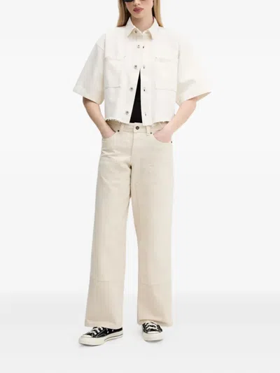 Hugo Boss Frayed-hem Patch-pockets Shirt In White