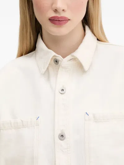 Hugo Boss Frayed-hem Patch-pockets Shirt In White