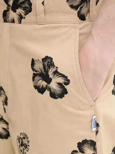 Hugo Boss Baggy-fit Shorts In Hibiscus-print Stretch-cotton Twill In Brown