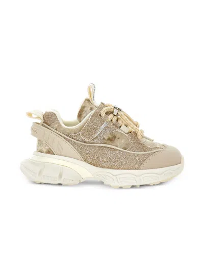Monnalisa Glitter Sneakers In Neutral