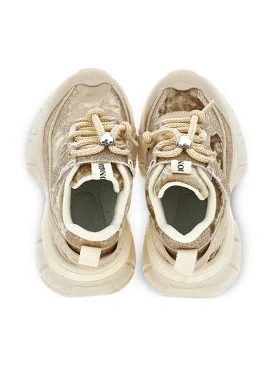 Monnalisa Glitter Sneakers In Neutral