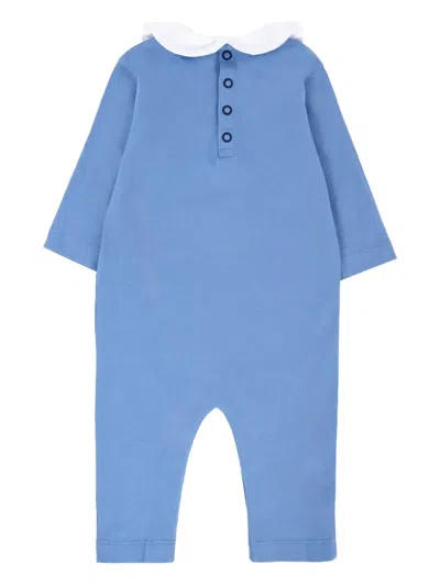 Palm Angels Light Blue Babygrow Set For Baby Boy With Logo In Blue