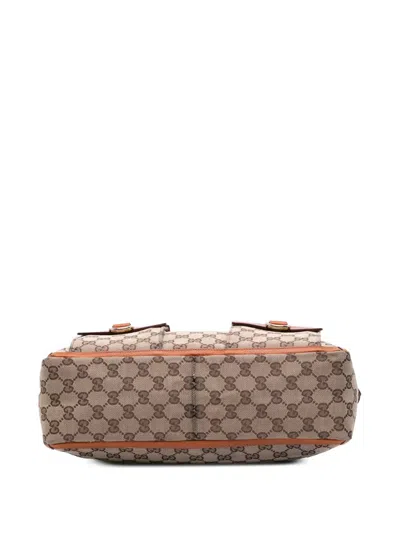 Pre-owned Gucci 2000-2015 Gg Canvas Abbey D Ring Pocket Tote Bag In Brown