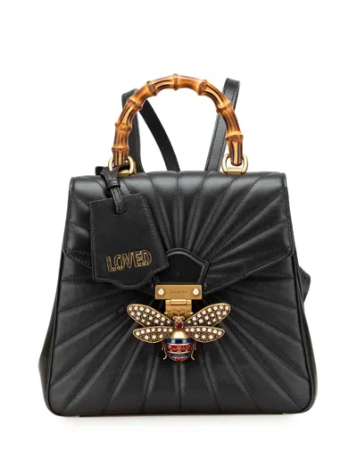 Pre-owned Gucci 2016-2025 Calfskin Bamboo Trapuntata Queen Margaret Backpack